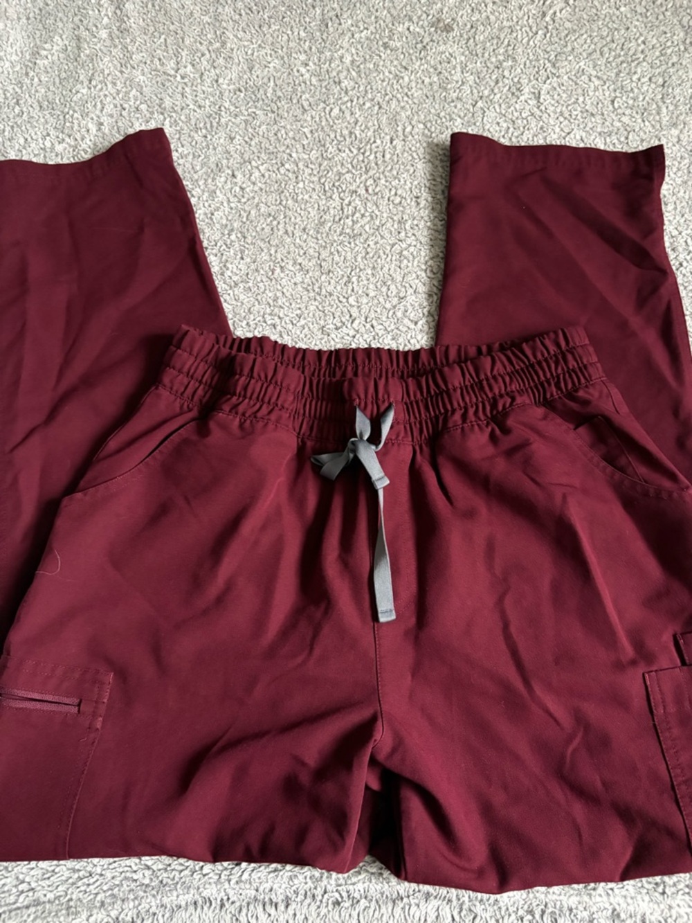 FIGS Women's Cargo Scrub Pants in Burgundy